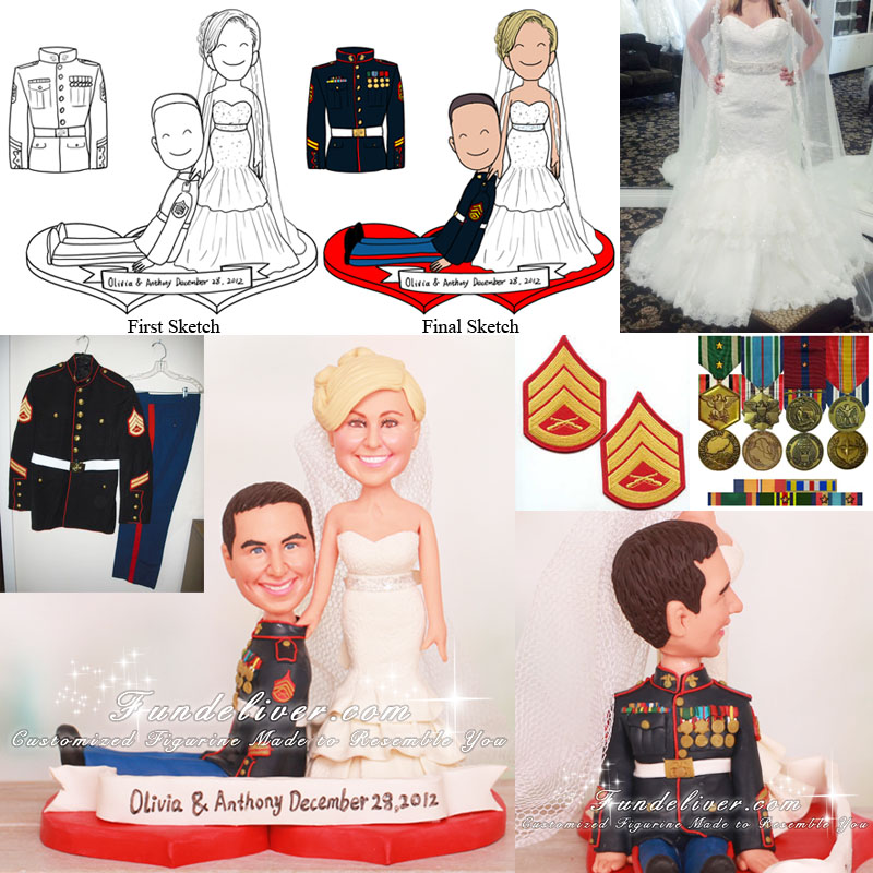 Marine Corps Staff Sergeant Wedding Cake Toppers